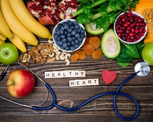 Background healthy food for heart. Healthy heart concept. Healthy food, diet and life