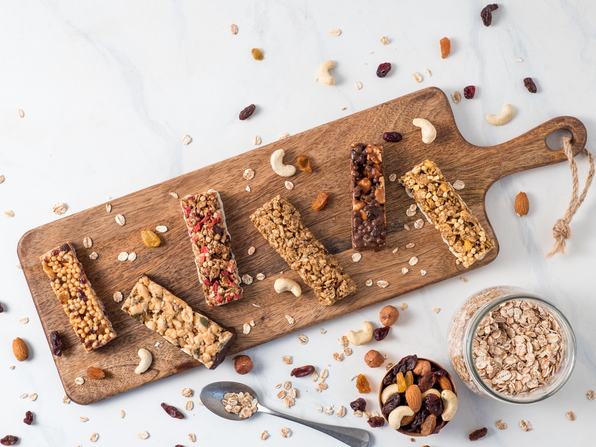 Set of different granola bars